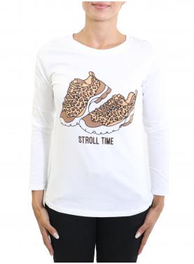 T-shirt con stampa a manica lunga